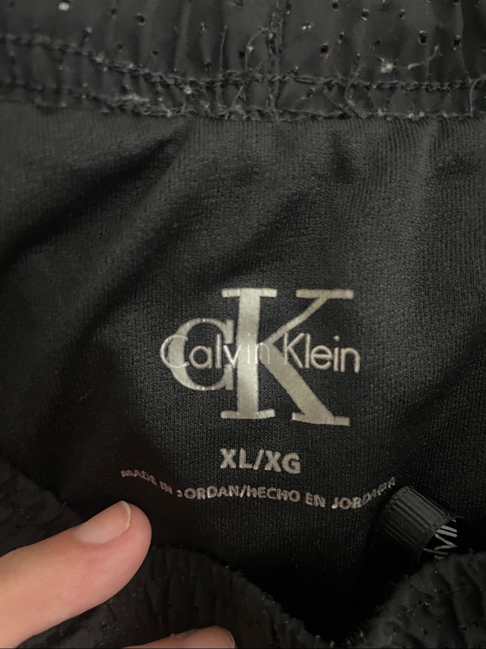 Calvin Klein Black Athletic Shorts with White Piping - Picture 3 of 4